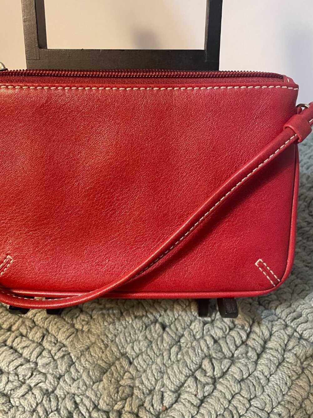 Coach Red Pebbled Leather Wristlet Wallet Vintage - Picture 3 of 6